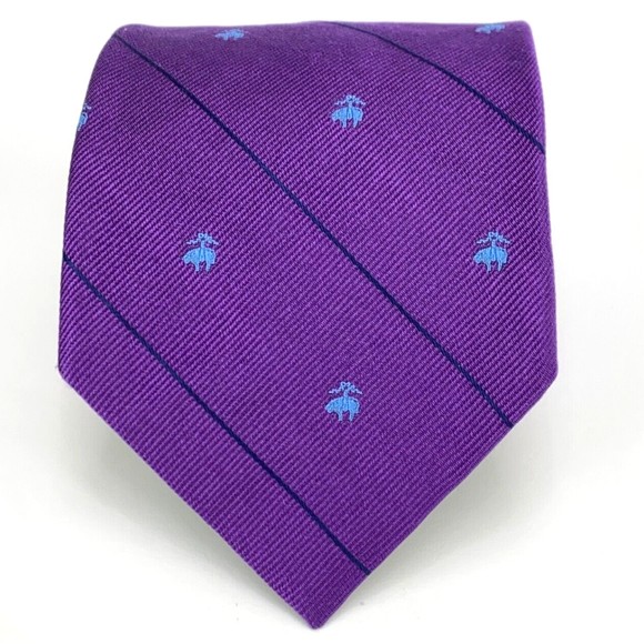 Brooks Brothers Other - Brooks Brothers Purple Light Blue Golden Fleece Logo Navy Stripes 100% Silk Tie